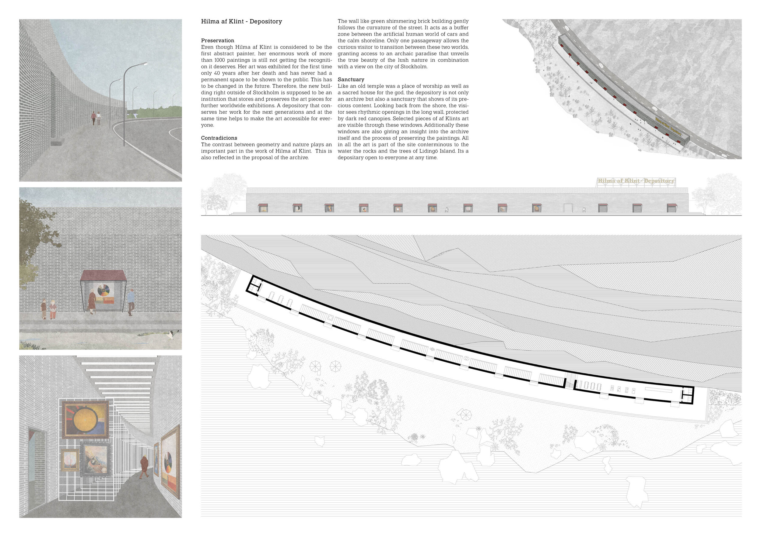 3rd prize - Depository by Tobias Johannes Haag, Lukas Brecheler and Yonne Luca HackJURY’S COMMENTS: A successfully represented “archive museum” concept. Even though specific thought hasen't been given to each category and cycle in af Klint's substan…