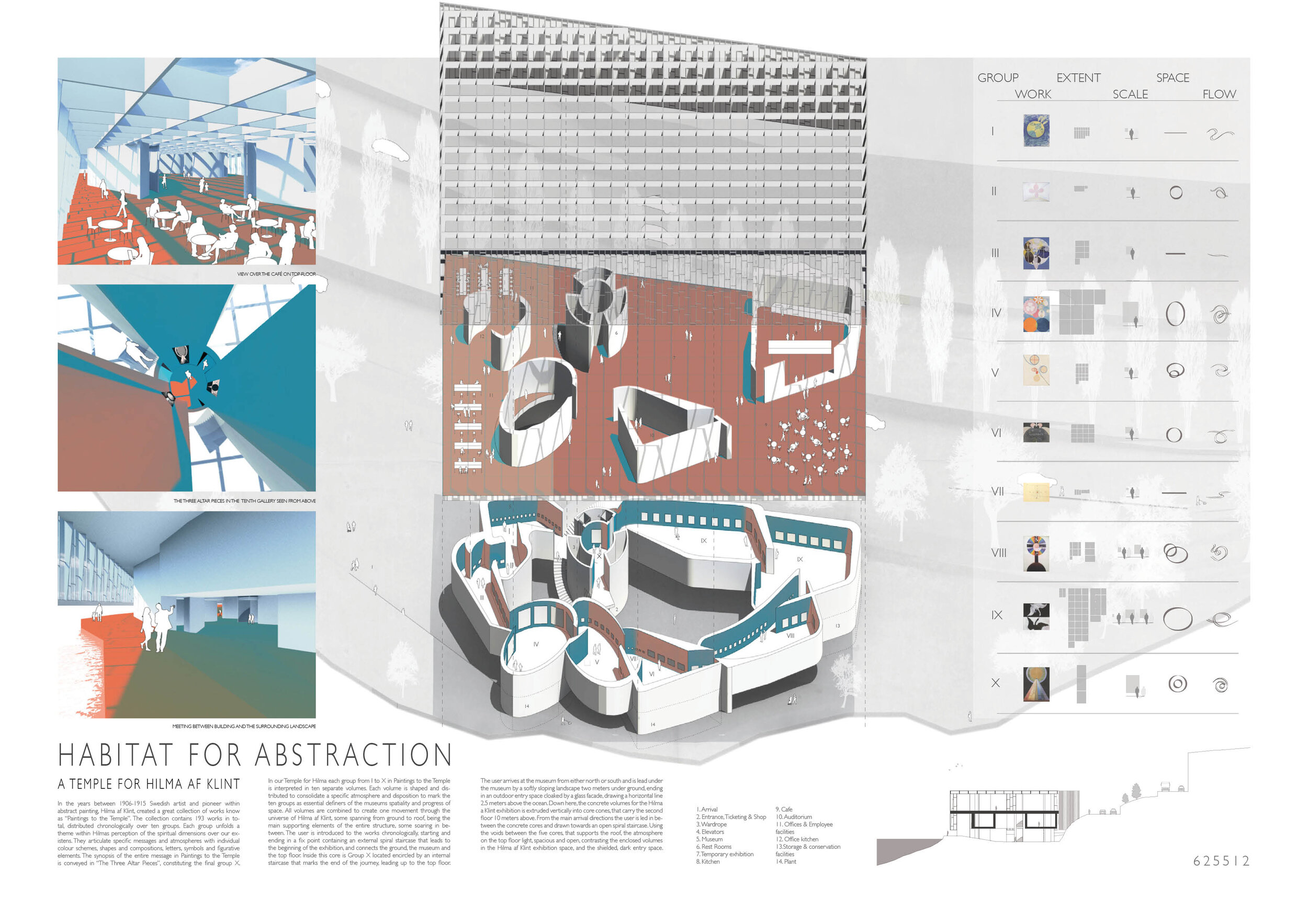 Honorable mention – Habitat for Abstraction by Asger Høegh Christiansen, Rasmus Helleskov Wieleman and Nanna-Rose Reinevald BrochJURY’S COMMENTS: The graphic representation of spaces here is simple yet lovely, with the architectural volumes being in…