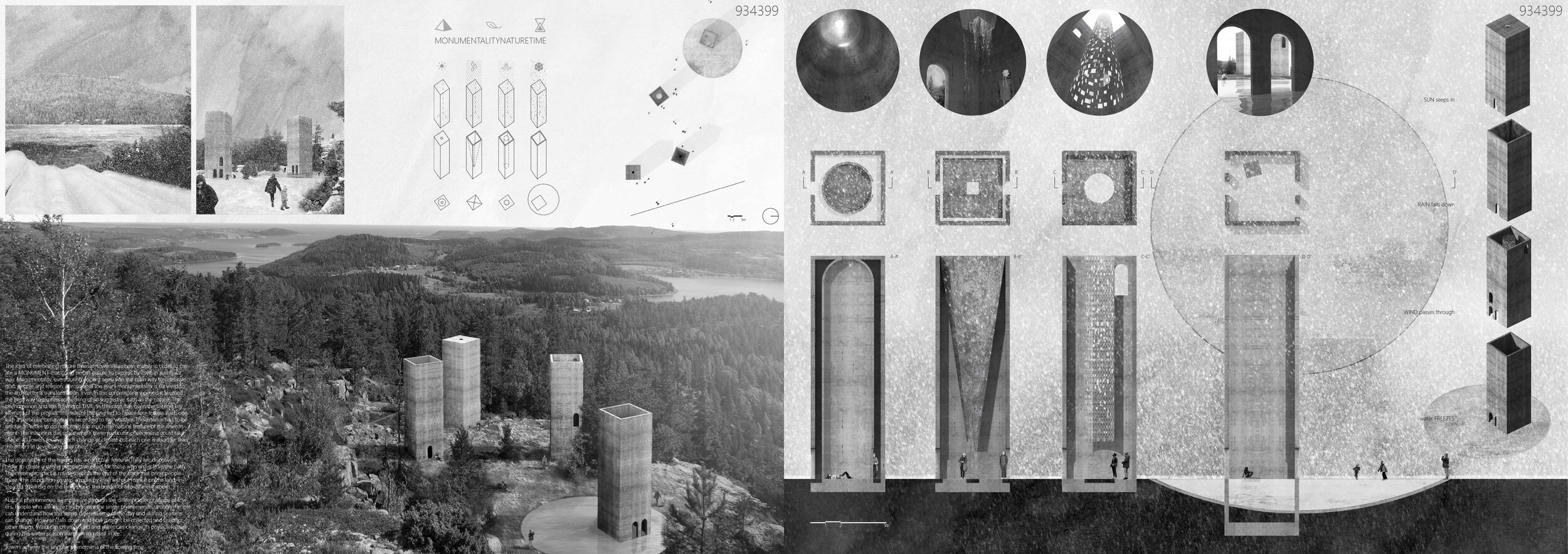 Honorable mention – Monument by Severino Iritano and Daniele BonettiJURY’S COMMENTS: A poetic project that celebrates nature by placing a series of monuments on the site. With each structure offering a unique way of experiencing the elements of natu…