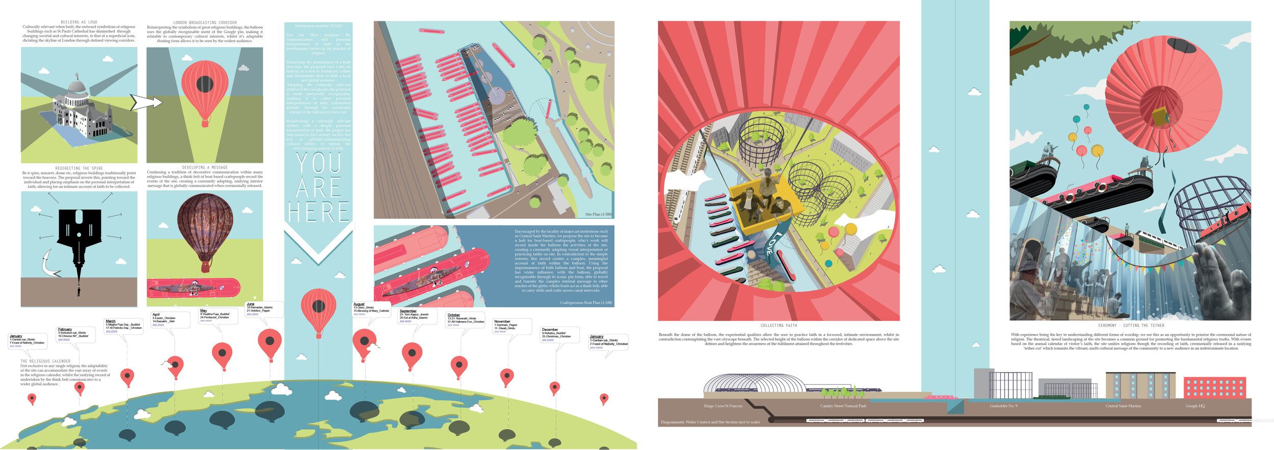 3rd prize - You Are Here by Felicity Barbur and Edward CrooksJURY’S COMMENTS: An engaging and self-explanatory presentation of an innovative take on worship. By shifting focus from a single belief to all religions, You Are Here addresses faith in a …