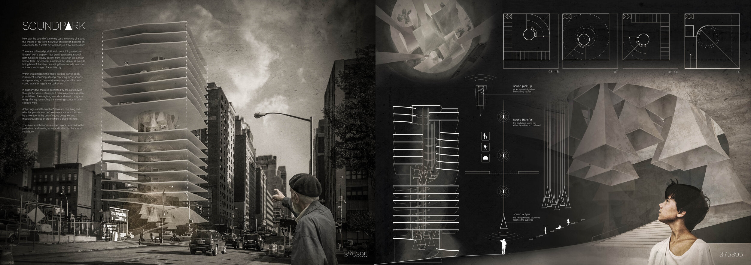 Honorable mention - Soundpark by Jochen Kreuter, Joscha Treeck, Jakob Braun and Sebastian HaumerSoundpark takes an invigorating approach in dealing with cars – taking what is often considered as their worst feature, and celebrates it. The proposal i…