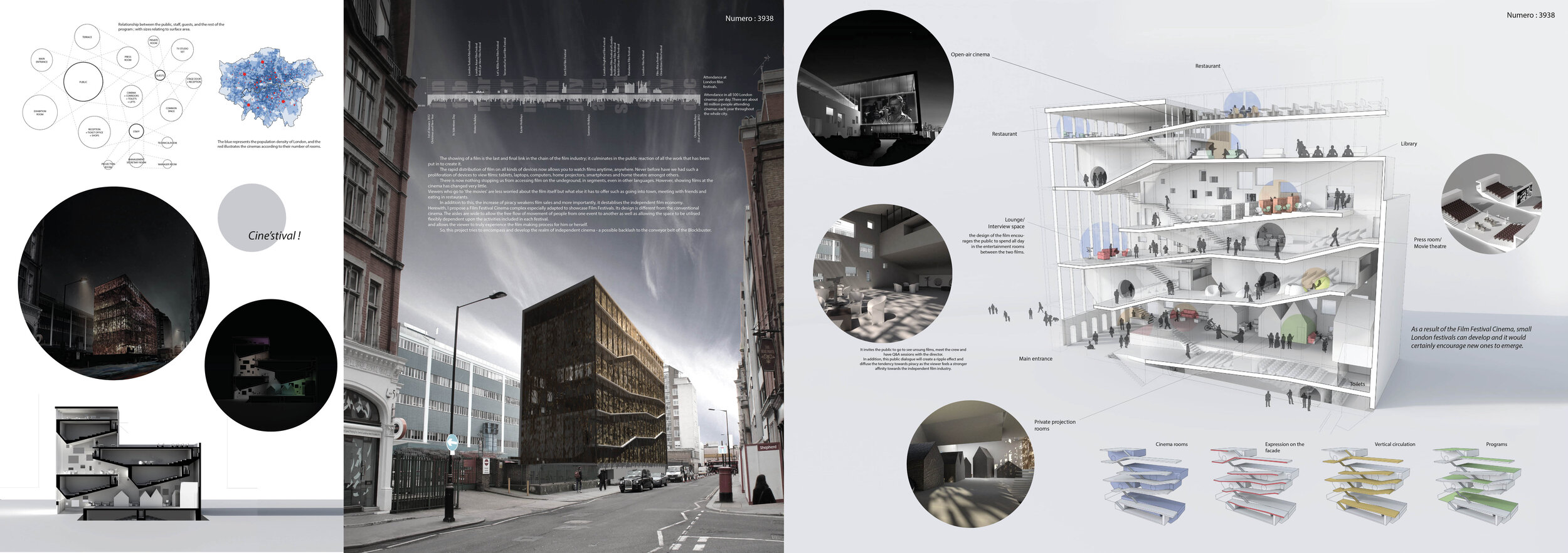 1st prize - Cine’stival by Etienne Fabre and Jean-Emmanuel DavidJURY’S COMMENTS: Cine’stival provides an insightful take on the state of cinema today. Anchored in research, the proposal offers a beautifully visualized response to the issue at hand. …