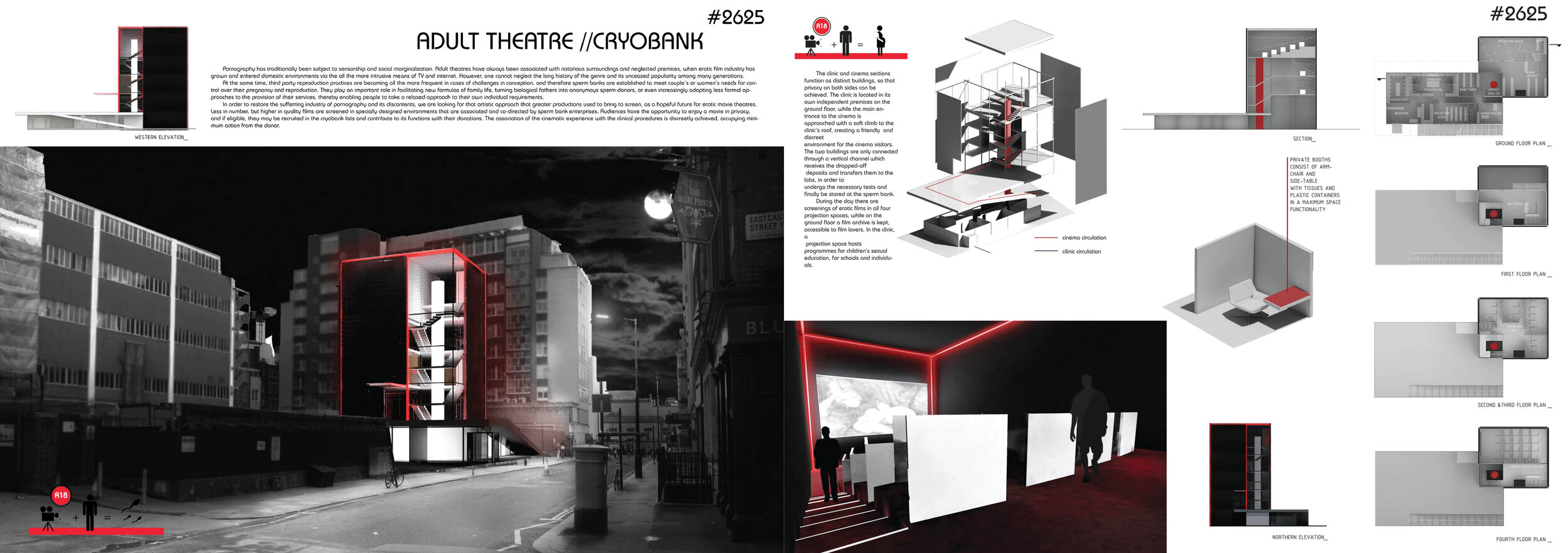 Honorable mention - Adult Theatre // Cryobank by Anna Rizou and George&nbsp;JURY’S COMMENTS: By pairing an adult cinema with a fertility clinic, Adult Theatre // Cryobank highlights the natural connection between something that many find taboo (porn…
