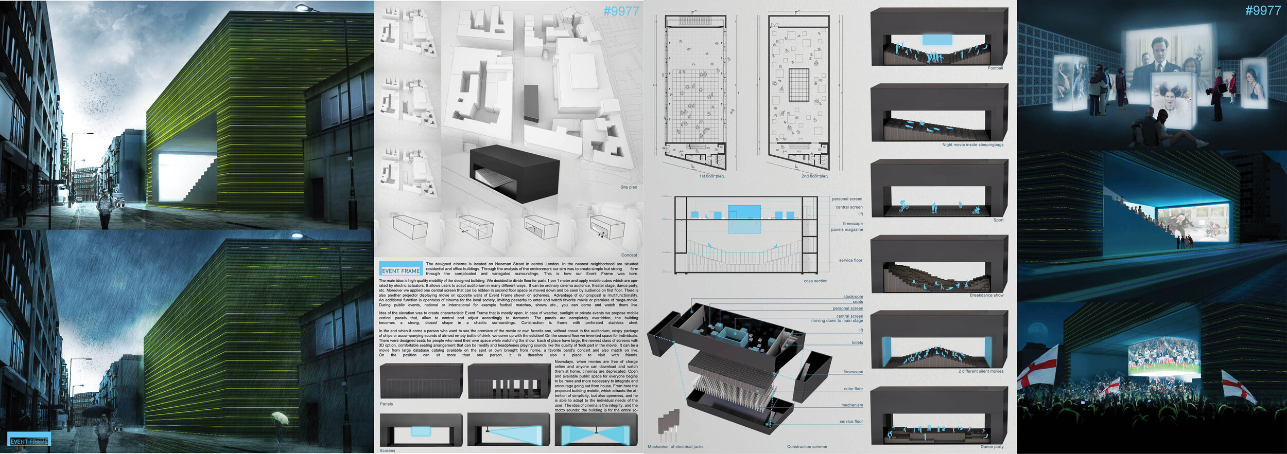 Honorable mention - Event Frame by Lukasz Krasuski, Marcelina Szulik, Izabela Luszczkiewicz and Marta WiewiorJURY’S COMMENTS: The simplicity of this scheme is refreshing and it servers the brief well, creating a venue that would be used by anyone an…